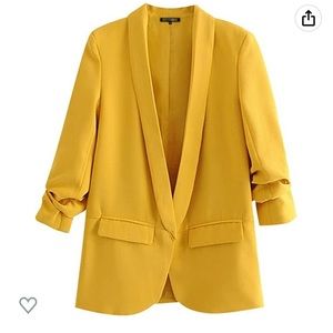 Women Office Wear Basic Blazers Coat Vintage Pleated Long Sleeve